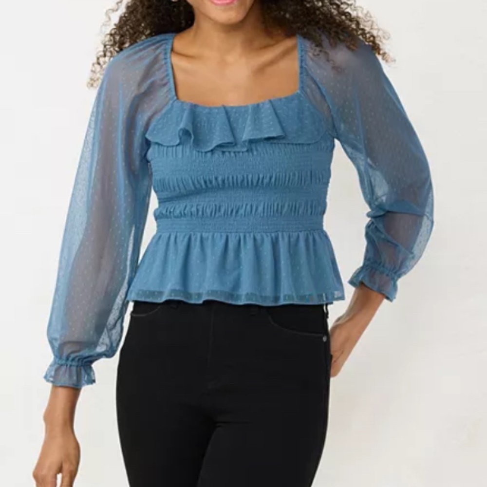 Lauren Conrad smocked peplum top